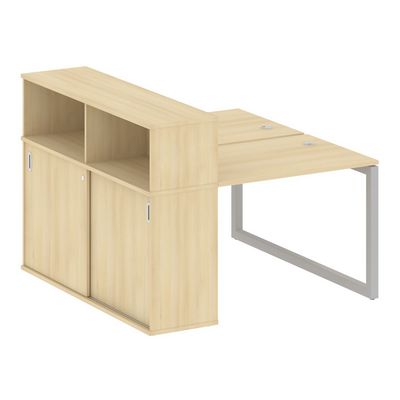 Metal System Quattro 5x5 50БО.РС-СШК-2.1 (Акация лорка/Серый) Рабочая станция на О-образном м/к с опорным шкафом-купе