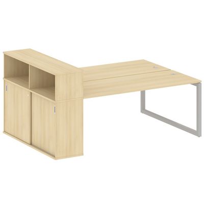 Metal System Quattro 5x5 50БО.РС-СШК-2.5 (Акация лорка/Серый) Рабочая станция на О-образном м/к с опорным шкафом-купе