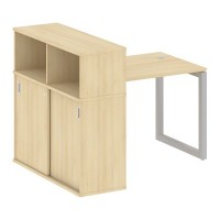Metal System Quattro 5x5 50БО.РС-СШК-3.1 (Акация лорка/Серый) Стол письменный на О-образном м/к с опорным шкафом-купе