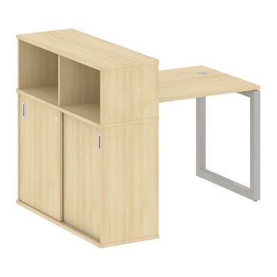Metal System Quattro 5x5 50БО.РС-СШК-3.1 (Акация лорка/Серый) Стол письменный на О-образном м/к с опорным шкафом-купе