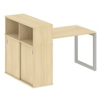 Metal System Quattro 5x5 50БО.РС-СШК-3.2 (Акация лорка/Серый) Стол письменный на О-образном м/к с опорным шкафом-купе