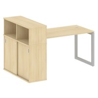Metal System Quattro 5x5 50БО.РС-СШК-3.3 (Акация лорка/Серый) Стол письменный на О-образном м/к с опорным шкафом-купе
