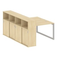 Metal System Quattro 5x5 50БО.РС-СШК-4.2 (Акация лорка/Серый) Рабочая станция на О-образном м/к с опорным шкафом-купе