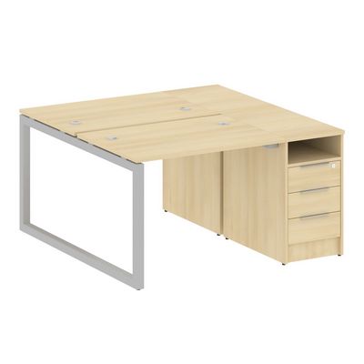 Metal System Quattro 5x5 50БО.РС-СТП-2.1 (Акация лорка/Серый) Рабочая станция на О-образном м/к с опорной тумбой