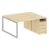 Metal System Quattro 5x5 50БО.РС-СТП-2.2 (Акация лорка/Серый) Рабочая станция на О-образном м/к с опорной тумбой