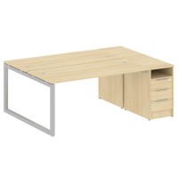 Metal System Quattro 5x5 50БО.РС-СТП-2.4 (Акация лорка/Серый) Рабочая станция на О-образном м/к с опорной тумбой