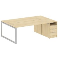 Metal System Quattro 5x5 50БО.РС-СТП-2.5 (Акация лорка/Серый) Рабочая станция на О-образном м/к с опорной тумбой