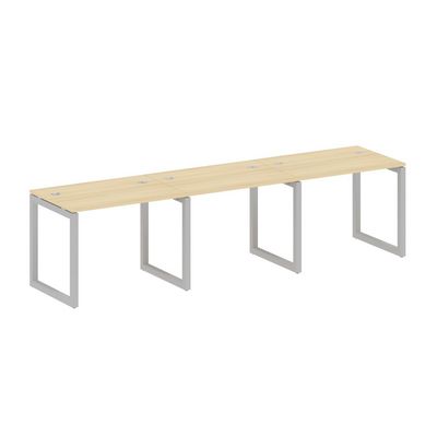 Metal System Quattro 5x5 50БО.СМ-3.1 (Акация лорка/Серый) Рабочая станция на 3 раб.места на О-образном м/к