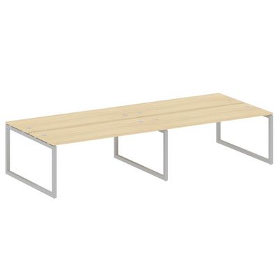 Metal System Quattro 5x5 50БО.СМ-4.5 (Акация лорка/Серый) Рабочая станция на 4 раб.места на О-образном м/к
