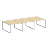 Metal System Quattro 5x5 50БО.СМ-6.2 (Акация лорка/Серый) Рабочая станция на 6 раб.мест на О-образном м/к