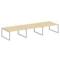 Metal System Quattro 5x5 50БО.СМ-6.4 (Акация лорка/Серый) Рабочая станция на 6 раб.мест на О-образном м/к