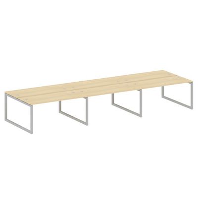 Metal System Quattro 5x5 50БО.СМ-6.4 (Акация лорка/Серый) Рабочая станция на 6 раб.мест на О-образном м/к