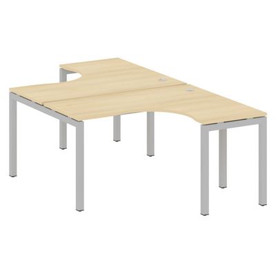 Metal System Quattro 5x5 50БП.РАС-СА-2.3 (Акация лорка/Серый) Рабочая станция криволинейная на П-образном м/к