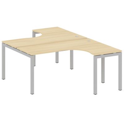 Metal System Quattro 5x5 50БП.РАС-СА-2.4 (Акация лорка/Серый) Рабочая станция криволинейная на П-образном м/к