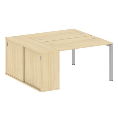 Metal System Quattro 5x5 50БП.РС-СШК-1.2 (Акация лорка/Серый) Рабочая станция на П-образном м/к с опорным шкафом-купе