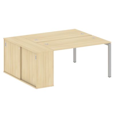 Metal System Quattro 5x5 50БП.РС-СШК-1.3 (Акация лорка/Серый) Рабочая станция на П-образном м/к с опорным шкафом-купе