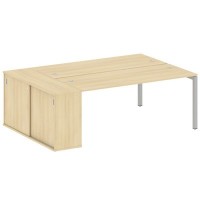 Metal System Quattro 5x5 50БП.РС-СШК-1.5 (Акация лорка/Серый) Рабочая станция на П-образном м/к с опорным шкафом-купе