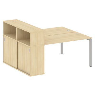 Metal System Quattro 5x5 50БП.РС-СШК-2.3 (Акация лорка/Серый) Рабочая станция на П-образном м/кс опорным шкафом-купе