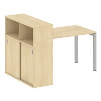 Metal System Quattro 5x5 50БП.РС-СШК-3.2 (Акация лорка/Серый) Стол письменный на П-образном м/к с опорным шкафом-купе