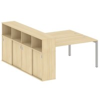 Metal System Quattro 5x5 50БП.РС-СШК-4.4 (Акация лорка/Серый) Рабочая станция на П-образном м/к с опорным шкафом-купе