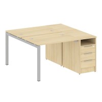 Metal System Quattro 5x5 50БП.РС-СТП-2.1 (Акация лорка/Серый) Рабочая станция на П-образном м/к с опорной тумбой