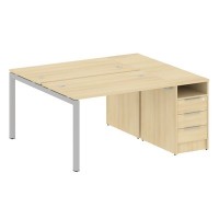 Metal System Quattro 5x5 50БП.РС-СТП-2.2 (Акация лорка/Серый) Рабочая станция на П-образном м/к с опорной тумбой