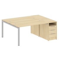 Metal System Quattro 5x5 50БП.РС-СТП-2.3 (Акация лорка/Серый) Рабочая станция на П-образном м/к с опорной тумбой