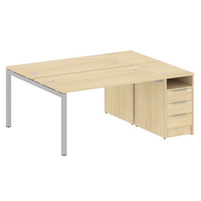 Metal System Quattro 5x5 50БП.РС-СТП-2.3 (Акация лорка/Серый) Рабочая станция на П-образном м/к с опорной тумбой