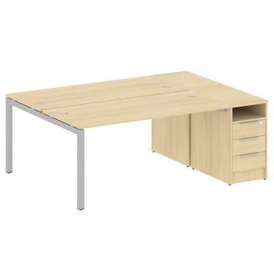 Metal System Quattro 5x5 50БП.РС-СТП-2.4 (Акация лорка/Серый) Рабочая станция на П-образном м/к с опорной тумбой