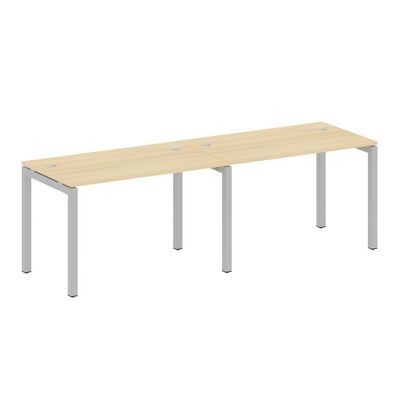 Metal System Quattro 5x5 50БП.СМ-2.2 (Акация лорка/Серый) Рабочая станция на 2 раб.места на П-образном м/к