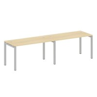 Metal System Quattro 5x5 50БП.СМ-2.3 (Акация лорка/Серый) Рабочая станция на 2 раб.места на П-образном м/к