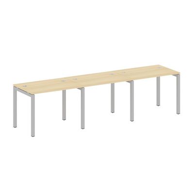 Metal System Quattro 5x5 50БП.СМ-3.1 (Акация лорка/Серый) Рабочая станция на 3 раб.места на П-образном м/к