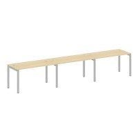 Metal System Quattro 5x5 50БП.СМ-3.3 (Акация лорка/Серый) Рабочая станция на 3 раб.места на П-образном м/к