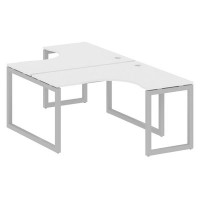 Metal System Quattro 5x5 50БО.РАС-СА-2.3 (Белый/Серый) Рабочая станция криволинейная на О-образном м/к