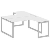 Metal System Quattro 5x5 50БО.РАС-СА-2.4 (Белый/Серый) Рабочая станция криволинейная на О-образном м/к