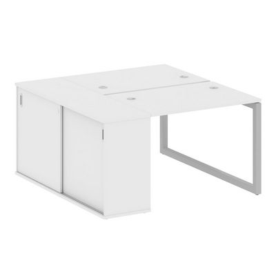 Metal System Quattro 5x5 50БО.РС-СШК-1.1 (Белый/Серый) Рабочая станция на О-образном м/к с опорным шкафом-купе