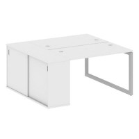 Metal System Quattro 5x5 50БО.РС-СШК-1.2 (Белый/Серый) Рабочая станция на О-образном м/к с опорным шкафом-купе