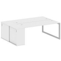 Metal System Quattro 5x5 50БО.РС-СШК-1.5 (Белый/Серый) Рабочая станция на О-образном м/к с опорным шкафом-купе