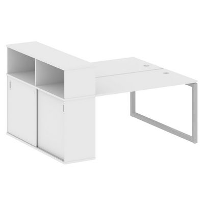 Metal System Quattro 5x5 50БО.РС-СШК-2.3 (Белый/Серый) Рабочая станция на О-образном м/к с опорным шкафом-купе