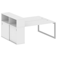 Metal System Quattro 5x5 50БО.РС-СШК-2.4 (Белый/Серый) Рабочая станция на О-образном м/к с опорным шкафом-купе