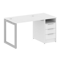 Metal System Quattro 5x5 50БО.РС-СТП-1.1 (Белый/Серый) Рабочая станция на О-образном м/к с опорной тумбой