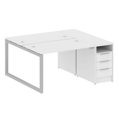 Metal System Quattro 5x5 50БО.РС-СТП-2.2 (Белый/Серый) Рабочая станция на О-образном м/к с опорной тумбой