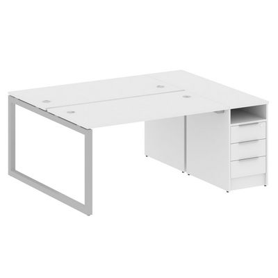 Metal System Quattro 5x5 50БО.РС-СТП-2.3 (Белый/Серый) Рабочая станция на О-образном м/к с опорной тумбой