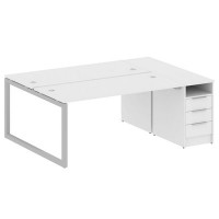 Metal System Quattro 5x5 50БО.РС-СТП-2.4 (Белый/Серый) Рабочая станция на О-образном м/к с опорной тумбой