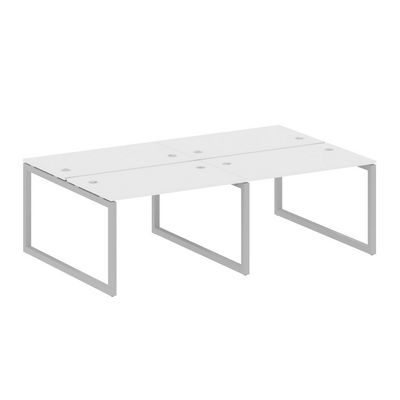 Metal System Quattro 5x5 50БО.СМ-4.2 (Белый/Серый) Рабочая станция на 4 раб.места на О-образном м/к