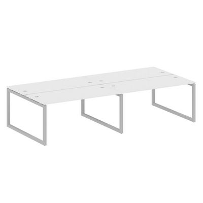 Metal System Quattro 5x5 50БО.СМ-4.4 (Белый/Серый) Рабочая станция на 4 раб.места на О-образном м/к