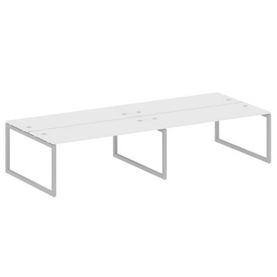 Metal System Quattro 5x5 50БО.СМ-4.5 (Белый/Серый) Рабочая станция на 4 раб.места на О-образном м/к