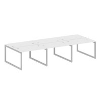 Metal System Quattro 5x5 50БО.СМ-6.2 (Белый/Серый) Рабочая станция на 6 раб.мест на О-образном м/к