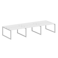 Metal System Quattro 5x5 50БО.СМ-6.3 (Белый/Серый) Рабочая станция на 6 раб.мест на О-образном м/к