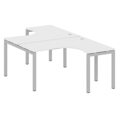 Metal System Quattro 5x5 50БП.РАС-СА-2.3 (Белый/Серый) Рабочая станция криволинейная на П-образном м/к